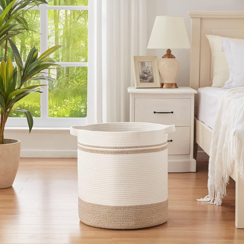 OIAHOMY Laundry Hampers - Storage Basket with Handles - Decorative Basket for the Living Room - Woven Storage Basket for Toys, Pillows, Blankets, Clothes - Image 2
