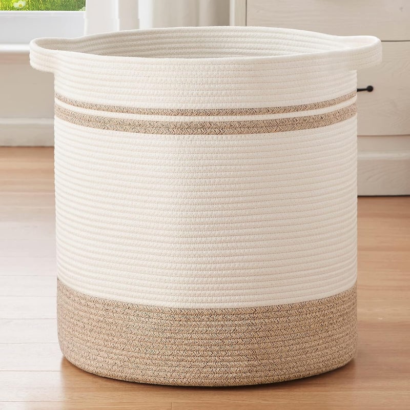 OIAHOMY Laundry Hampers - Storage Basket with Handles - Decorative Basket for the Living Room - Woven Storage Basket for Toys, Pillows, Blankets, Clothes - Image 1