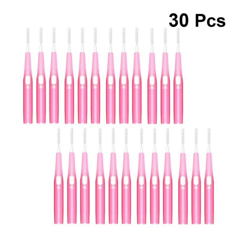 comfrt 30PCS Interdental Brush Toothpick Tooth Flossing Head Oral Dental Hygiene Brush Tooth Cleaning Tool (Pink 0.6mm) - Image 2