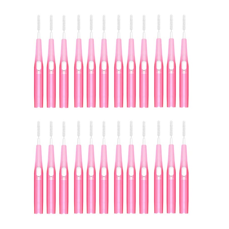 comfrt 30PCS Interdental Brush Toothpick Tooth Flossing Head Oral Dental Hygiene Brush Tooth Cleaning Tool (Pink 0.6mm) - Image 1