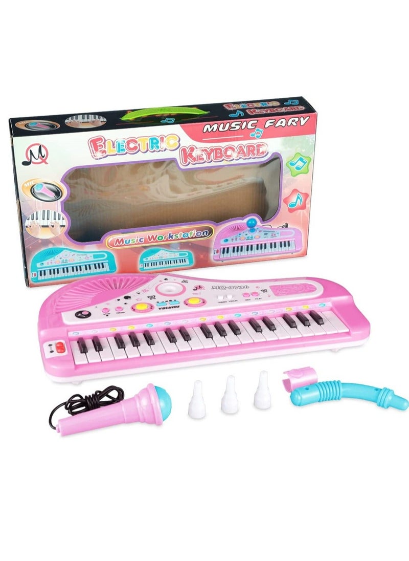 Generic - Kids Piano Keyboard, Piano for Kids with Microphone Portable Electronic Keyboards for Beginners 37 Keys Musical Toy for Baby Girls Birthday Gift 3 4 5 6 7 Year Old Kids Toy Piano (Pink) - Image 1
