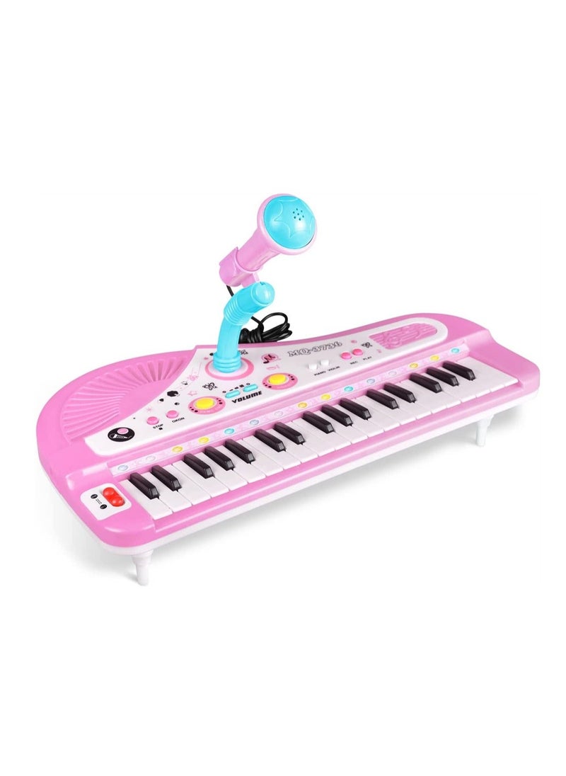 Generic - Kids Piano Keyboard, Piano for Kids with Microphone Portable Electronic Keyboards for Beginners 37 Keys Musical Toy for Baby Girls Birthday Gift 3 4 5 6 7 Year Old Kids Toy Piano (Pink) - Image 1
