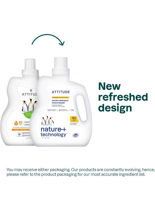 ATTITUDE Liquid Laundry Detergent, EWG Verified, HE Compatible, Plant-Based & Vegan, Natural Laundry Soap, Citrus Zest, 80 Loads, 67.6 Fl Oz - Image 2