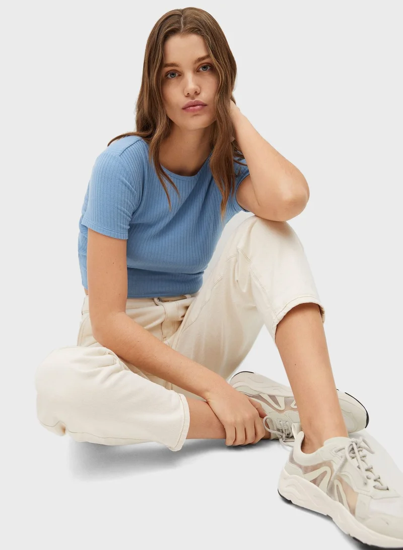 MANGO Ribbed Crop T-Shirt