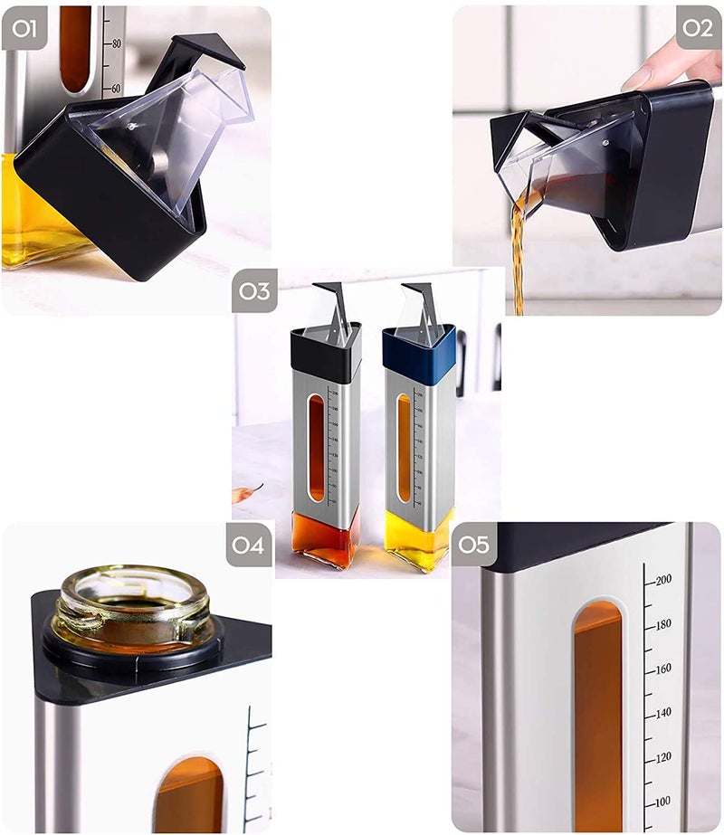 MEZON Automatic Flip Cap Olive Oil Dispenser Bottle Leakproof Cooking Condiment Kitchen Bottle Oil Vinegar Honey Container 260 ML Multi Color - Image 4