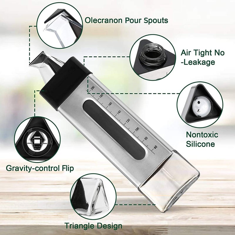 MEZON Automatic Flip Cap Olive Oil Dispenser Bottle Leakproof Cooking Condiment Kitchen Bottle Oil Vinegar Honey Container 260 ML Multi Color - Image 5