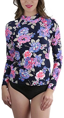 ToBeInStyle Women’s Long Sleeve Rash Guard Bikini Tops or Sets - Top Only- Peoney - Small - Image 1