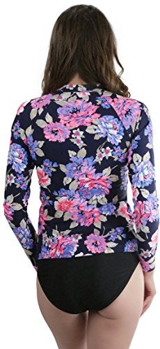 ToBeInStyle Women’s Long Sleeve Rash Guard Bikini Tops or Sets - Top Only- Peoney - Small - Image 2