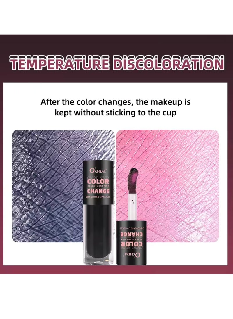 OCHEAL Color Changing Lip Glaze Temperature Color Changing Liquid Lipstick Long Lasting Hydrating Moisturizing Nourishing Light Texture Lip Color Lip Glaze - Image 5