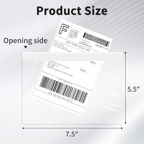9527 Product 7.5" x 5.5" Packing List Envelope, Clear Adhesive Shipping Label Pouchs, Waterproof Top Loading Packing List, (50 Pack) - Image 2