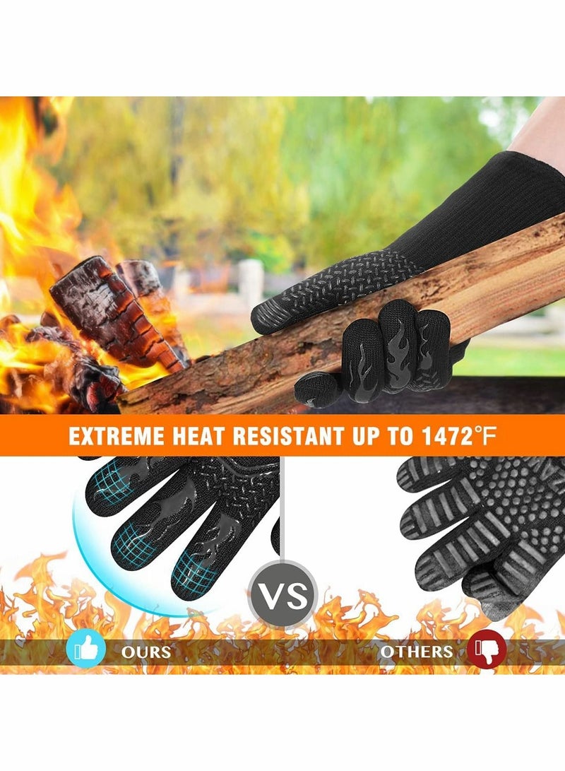 Y&D Long Silicone Oven Mitts Washable BBQ Grill Gloves Heat Resistant - Image 5