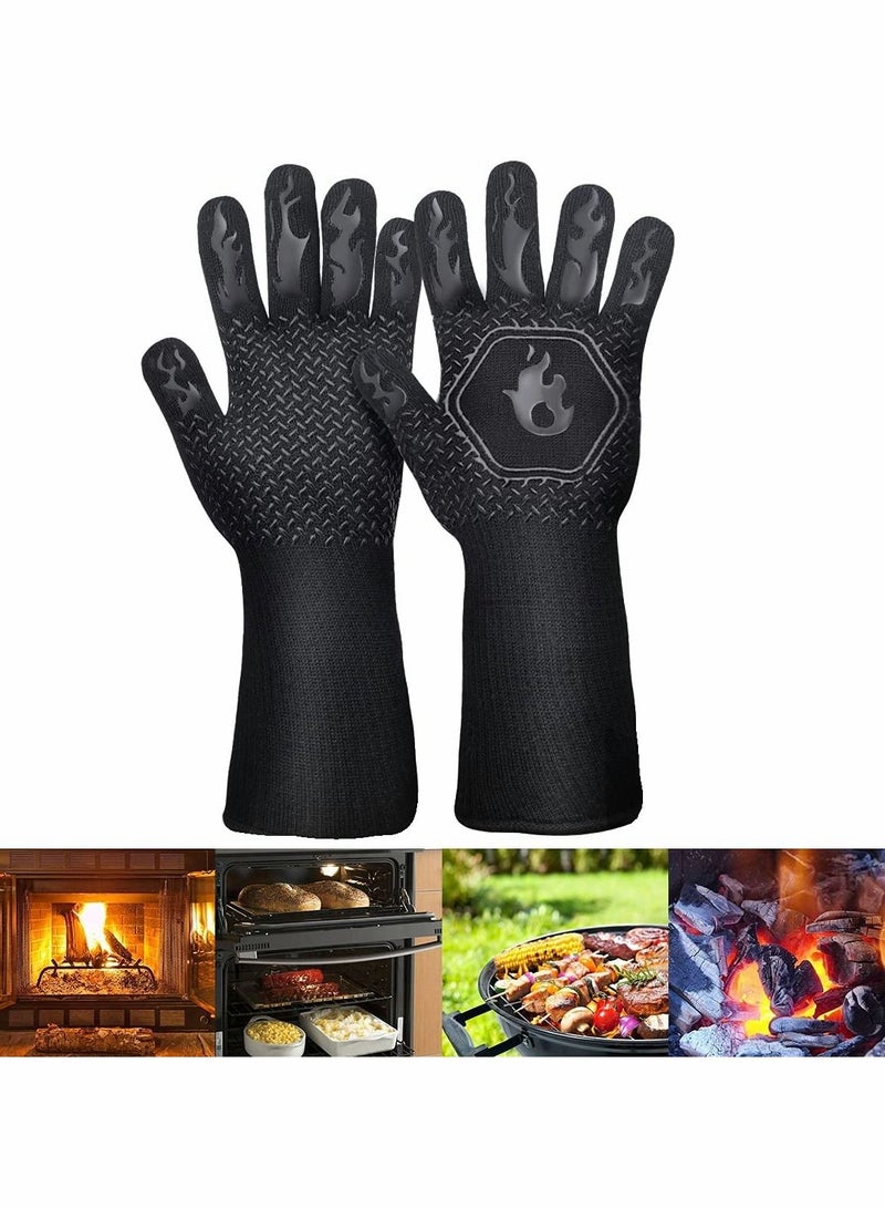 Y&D Long Silicone Oven Mitts Washable BBQ Grill Gloves Heat Resistant - Image 2