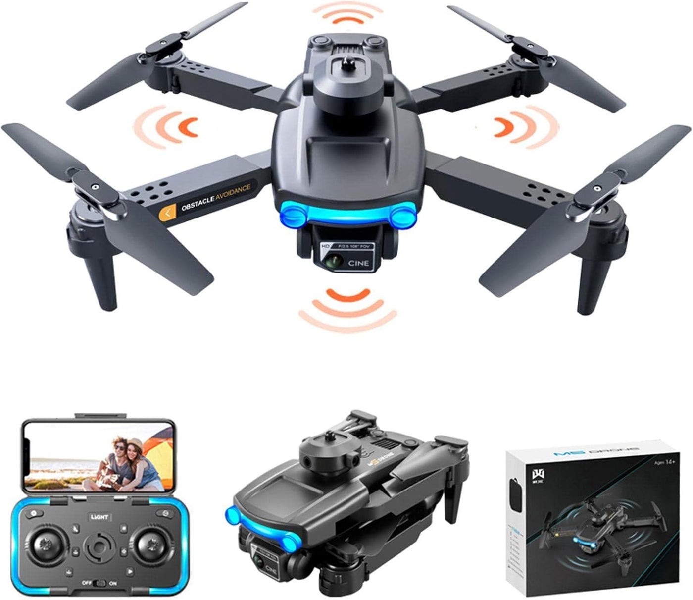 Drone with Camera,Drones Camera Foldable for Adults | M5 Drones with 15Mins Long Flight, 50x Zoom, Automatic Photo-Taking Optical Flow Positioning Hover, Headless Mode