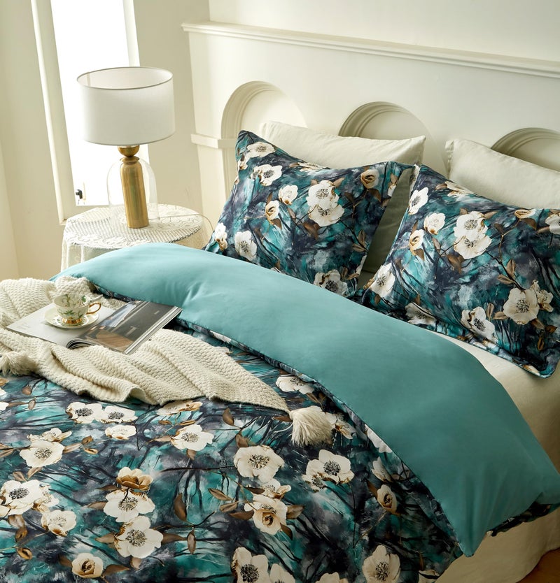 Cupocupa Duvet Cover Queen Size Set Boho Floral Pattern Queen Duvet Cover Set For Queen Size Bed Vintage Soft Bedding Leaf Print Duvet Cover With Pillowcases - Image 5