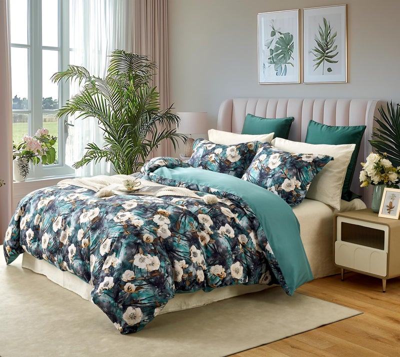Cupocupa Duvet Cover Queen Size Set Boho Floral Pattern Queen Duvet Cover Set For Queen Size Bed Vintage Soft Bedding Leaf Print Duvet Cover With Pillowcases - Image 2