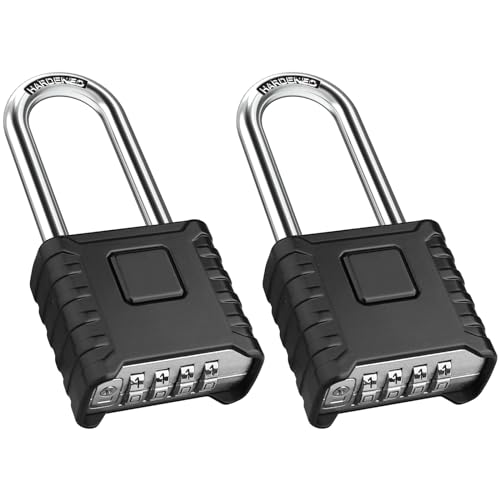 Diyife 2 Pack 2.3in Long Shackle Combination Padlock [One-Touch Unlocking], Diyife Large Heavy Duty Outdoor Padlock Design of Hidden Password, High Security for Locker, Gym, Garden, Fences, Garage, Black - Image 1