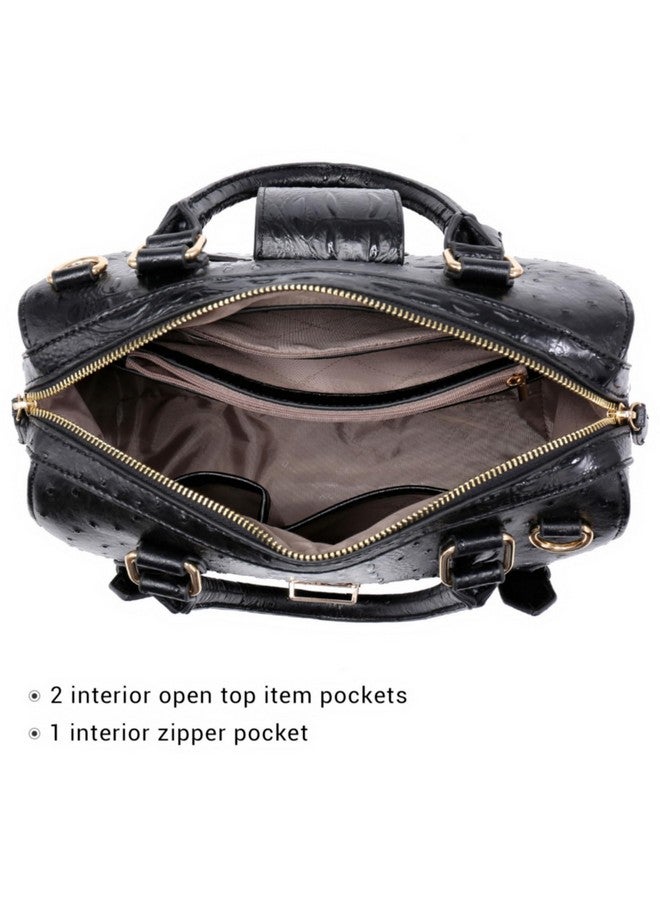 DASEIN Dasein Women Barrel Handbags Fashion Satchel Bags Top Handle Shoulder Purses Vegan Leather Work Tote (Ostrich Black) - Image 2
