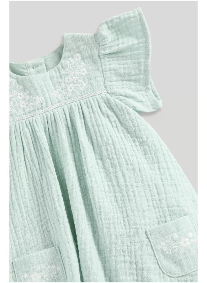 mothercare Green Woven Dress and Knickers  - Image 3