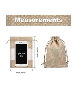 Y&D 40-Pieces 13x18 Cm Linen Burlap Sheer Bag Organza Bag Burlap Bags With Drawstring For Wedding Party Favors Cosmetic Samples Goodies Mesh Pouch (Flaxen)  - Image 2