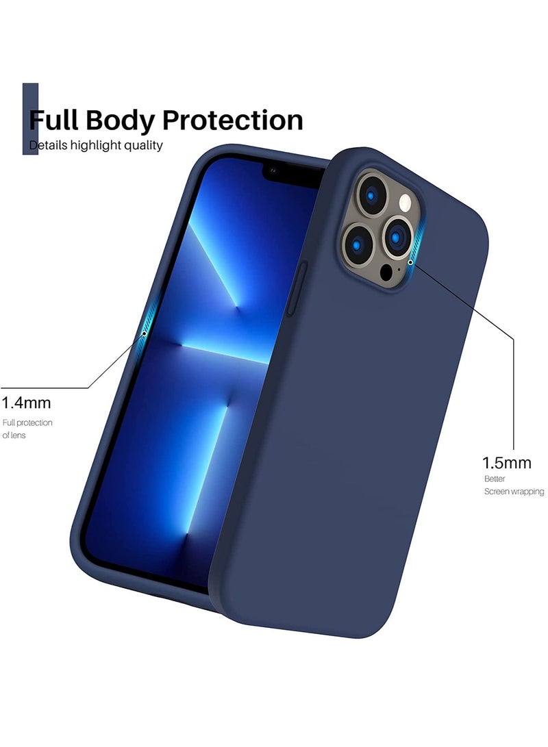 iPhone 13 Pro Max Case Silicone Protective Cover for iPhone 13 Pro Max Soft Liquid Gel Rubber Cover Anti-Scratch Anti-Fingerprint Anti-Drop (Navy Blue) - Image 3