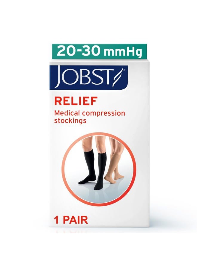 JOBST جوبست رليف، ملابس طبية للساق، أصابع مفتوحة، جورب ضاغط عالي الكعب، متوسط، بيج، 1 زوج - Image 2