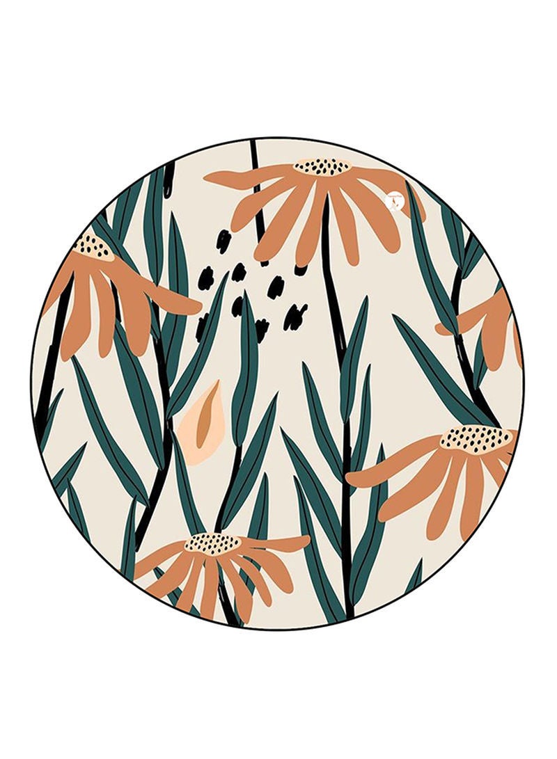 RKN Flowers Printed Mouse Pad  Round  Multicolour