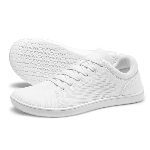 AIRHAS Womens Minimalist Barefoot Shoes Zero Drop Wide Toe Box Shoes Lightweight Casual Fashion Sneakers for Women(White,8.0) - Image 1