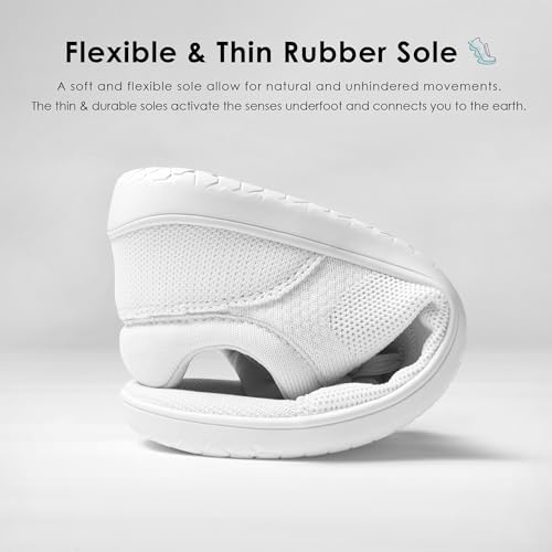 AIRHAS Womens Minimalist Barefoot Shoes Zero Drop Wide Toe Box Shoes Lightweight Casual Fashion Sneakers for Women(White,8.0) - Image 3