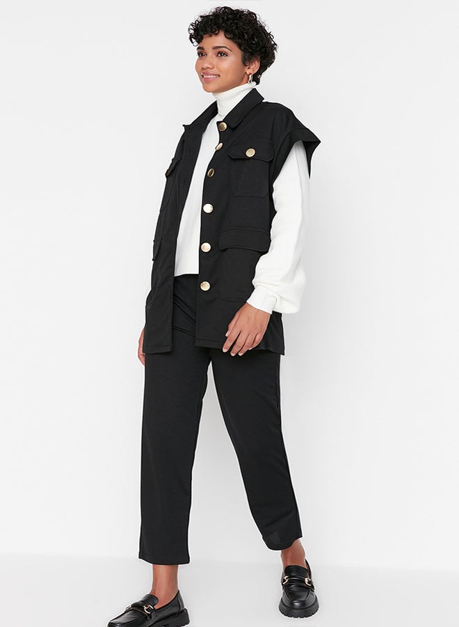 trendyol Black Gold Buttoned Vest-Pants Knitted Suit TCTAW22US0062  - Image 2