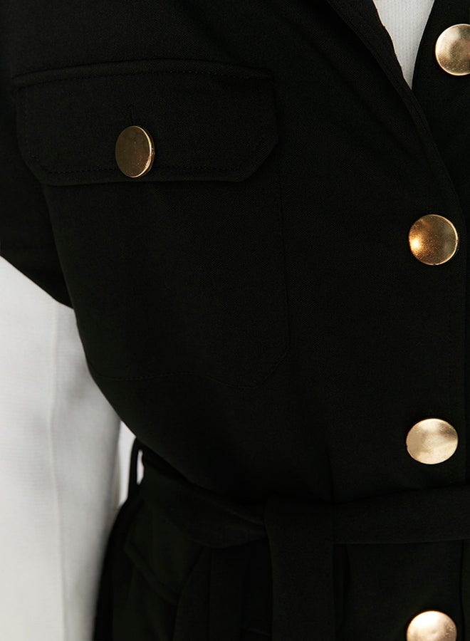 trendyol Black Gold Buttoned Vest-Pants Knitted Suit TCTAW22US0062  - Image 4