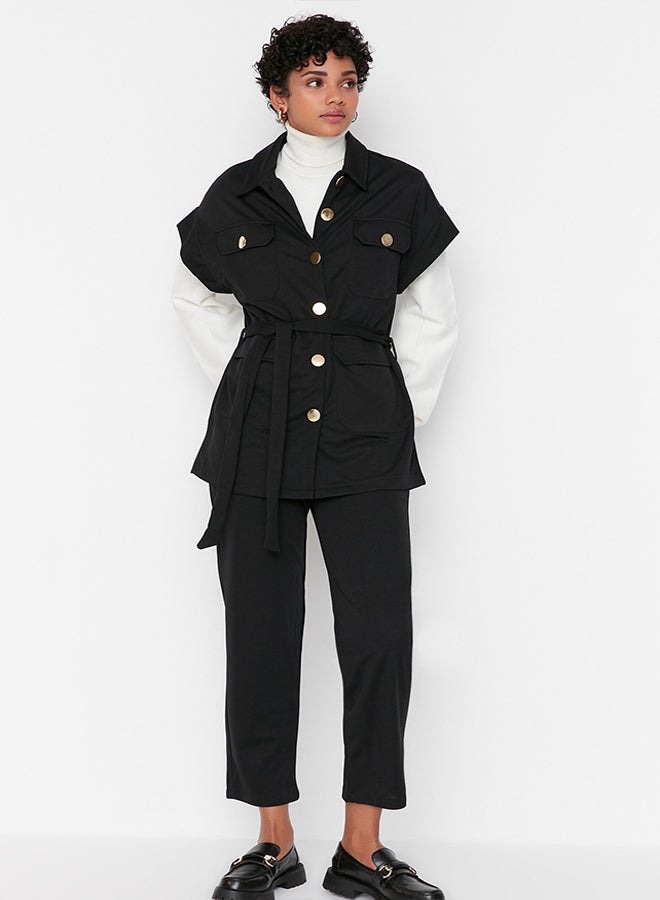 trendyol Black Gold Buttoned Vest-Pants Knitted Suit TCTAW22US0062  - Image 1