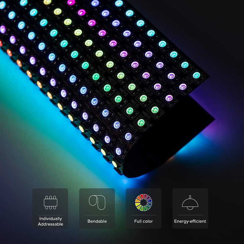 SEZO LED Matrix WS2812B RGB 5050SMD LED Screen Panel Individually Addressable16x16 256 Pixels Digital Flexible for Arduino Programmed Image Full Color Lighting DC5V - Image 2