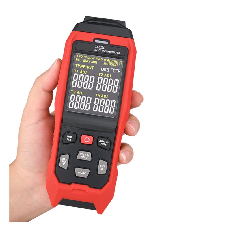 Digital Thermocouple Thermometer: 4-Channel, -200°C To +1372°C Range - High Precision, 5000-Group Data Storage VA Color Screen Thermometer for Industrial, Laboratory and Field Use - Image 5