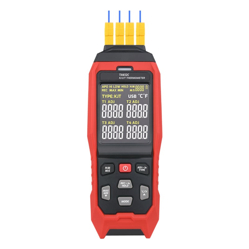 Digital Thermocouple Thermometer: 4-Channel, -200°C To +1372°C Range - High Precision, 5000-Group Data Storage VA Color Screen Thermometer for Industrial, Laboratory and Field Use - Image 3