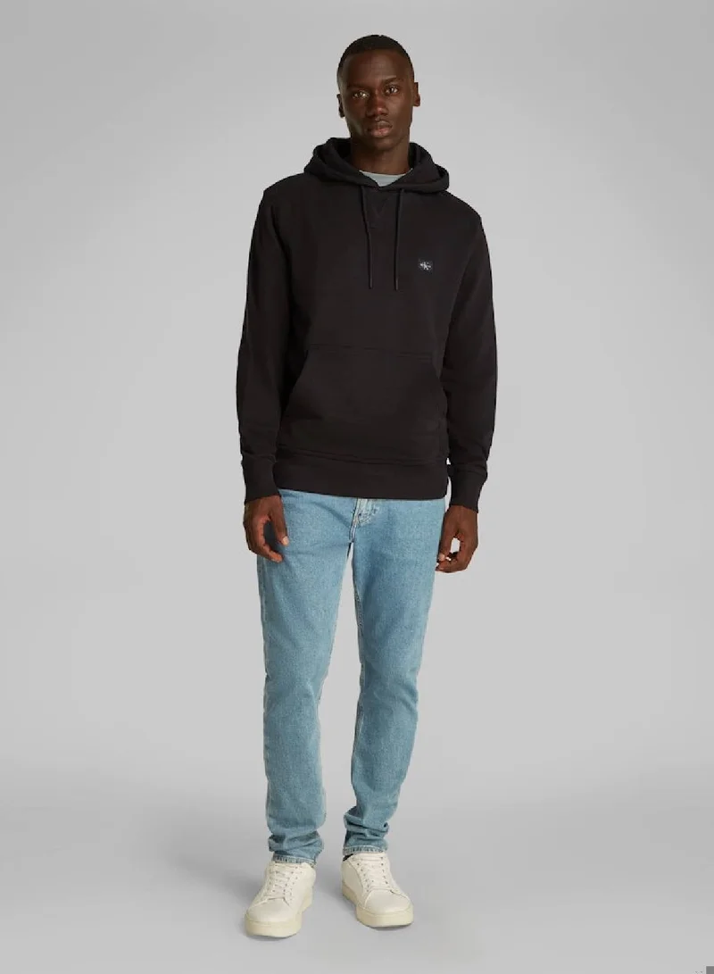 Calvin Klein Jeans Ck Black Cotton Terry Badge Hoodie for Men | Best Price UAE