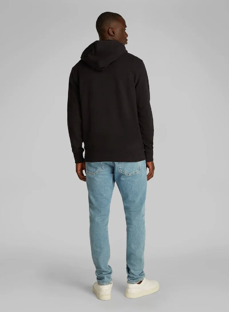 Calvin Klein Jeans Ck Black Cotton Terry Badge Hoodie for Men | Best Price UAE