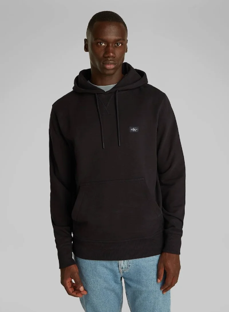 Calvin Klein Jeans Ck Black Cotton Terry Badge Hoodie for Men | Best Price UAE