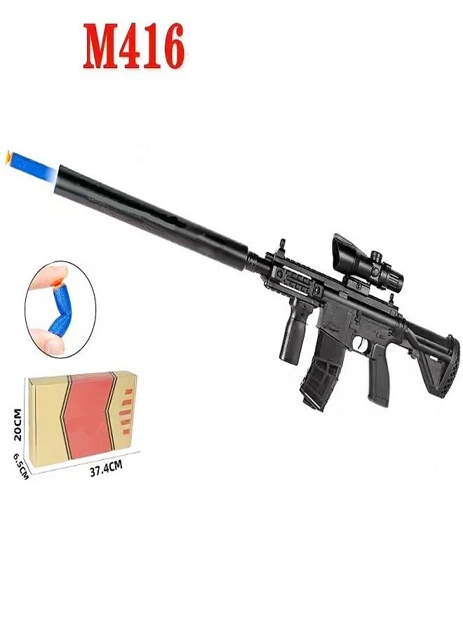بندقية ألعاب هجومية M416 كهربائية بإطلاق كرات لينة مع كاتم صوت ونظارة ومقبض عمودي وإكسسوارات للعب في الهواء الطلق وألعاب الرماية هدية عيد ميلاد - Image 1