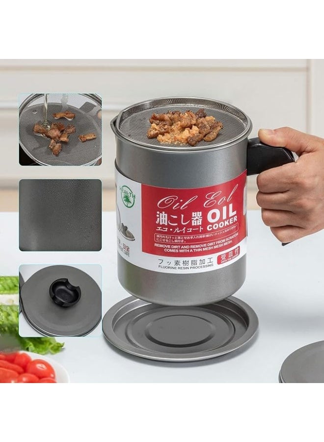 Mawan Kitchen Oil Strainer Pot with Filter, 1.4L Stainless Steel Oil Dispenser, Storage Container with Fine Mesh Strainer, Perfect for Frying Oil and Cooking Grease, Available in Prime Shop - Image 5