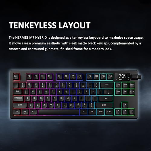 GAMDIAS Hermes M7 Gasket Gaming Keyboard | 80% Hot-Swappable Linear Switches w/RGB Backlit&Knob | 3 Mode BT/2.4G/Wired, 5-Layer Padding Gasket Structure | Software Customizable Digital Display | Black - Image 3