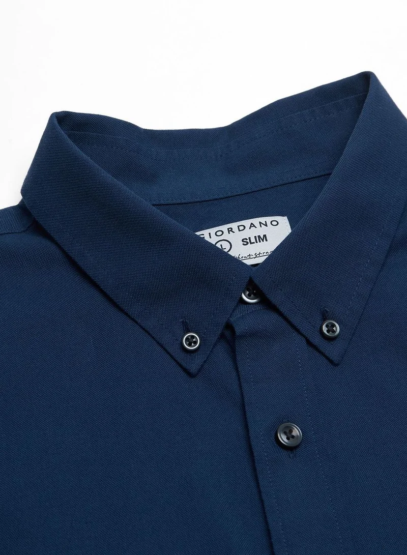 GIORDANO  Men’s Cotton Slim Oxford Shirt with Embroidery for Men | Best Price UAE