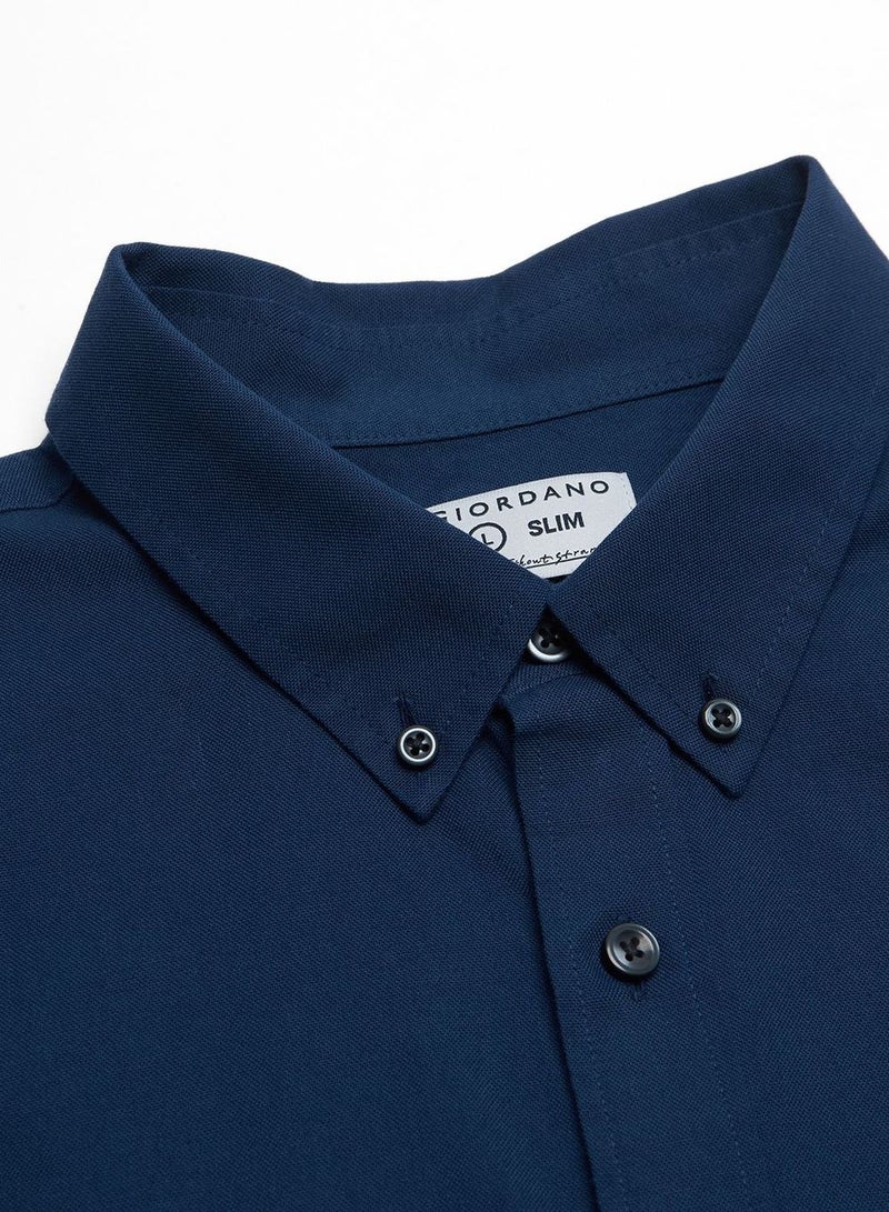 GIORDANO Men’s Cotton Slim Oxford Shirt with Embroidery - Image 3