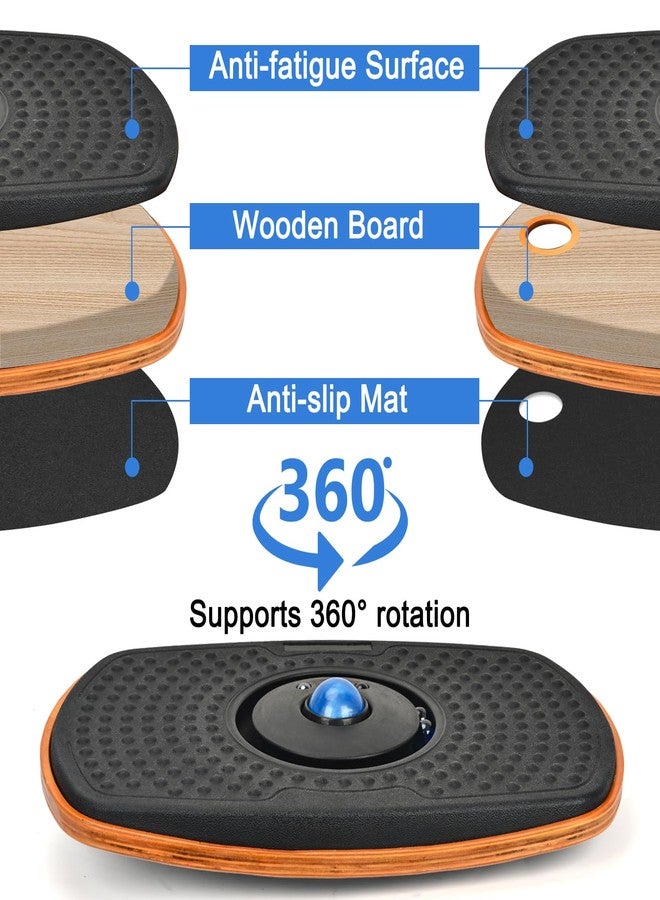 Ergohead Standing Desk Anti Fatigue Mat Balance Board with Marble, 360° Rotation Exercise Wooden Wobble Board Stability Rocker Perfect for Office, Workstation, Home, Gym, Kitchen - Image 2