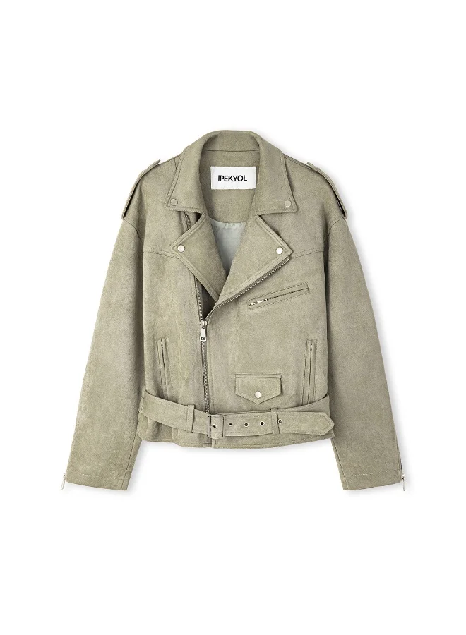 إبيكيول Faux Suede Biker Jacket
