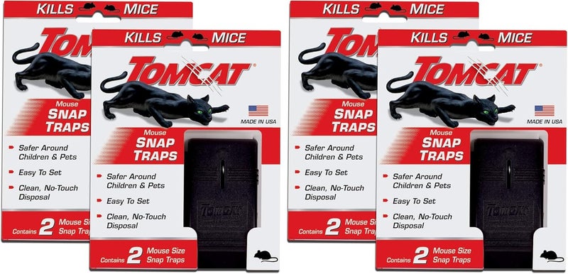 TOMCAT Mouse Snap Trap, Effectively Kills Mice for Clean, No-Touch Disposal, 4 Traps (Pack of 2) - Image 1