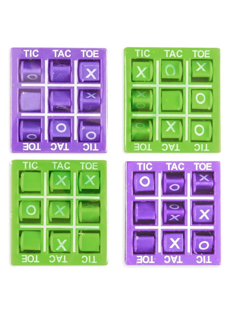 Unique Mini Tic Tac Toe Game Green Purple 4-Pack
