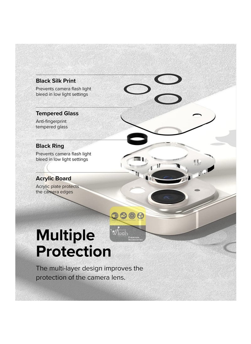 Wtech Premium Camera Lens Protector Shield For Apple iPhone 15 Plus 2023 Clear/Black  - Image 3