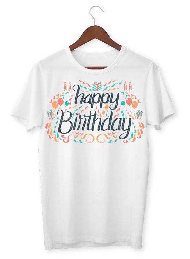 LIT Men’s Soft T Shirt Printed Happy Birthday - Image 1