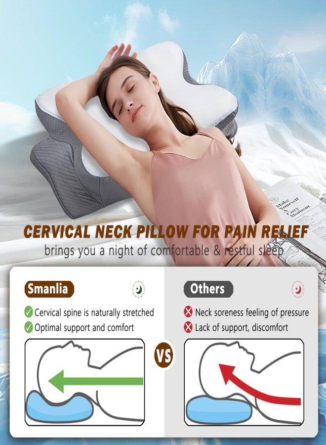 وسادة عنق الرحم من أجل تخفيف آلام النوم، وسادة مريحة للنوم من أجل النوم، وسادة دعم من أجل النوم مع غطاء منعش منعش - Image 2