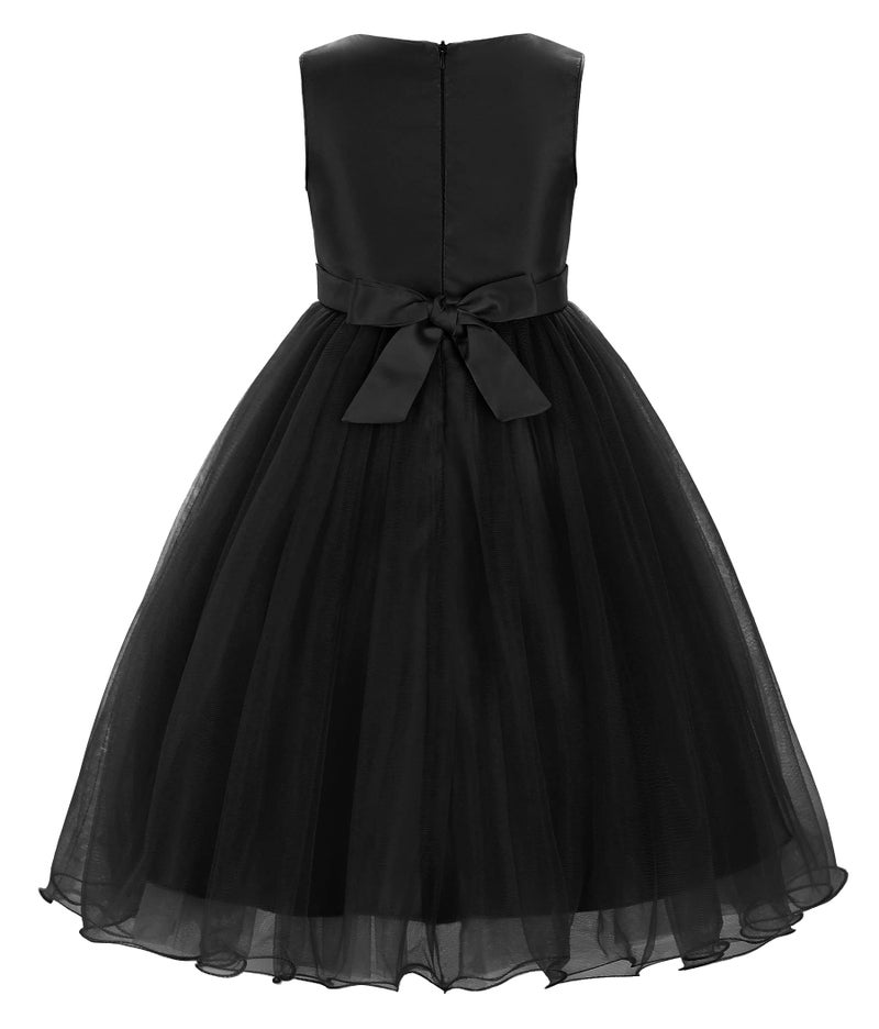 Uhnice Sequin Sleeveless Tulle Mesh Flower Girl Party Dress (5, Black) - Image 4